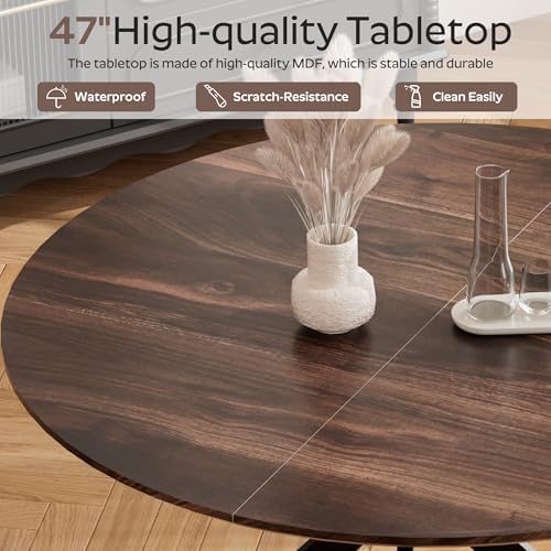 RGZ Mid Century Modern Round Wood Dining Set for 4, 47'' Retro Rustic...