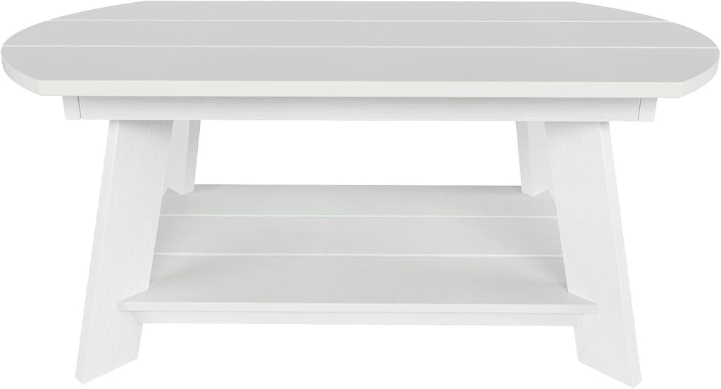 WestinTrends Tuscany Outdoor Coffee Table, All Weather HIPS 2 Tier Patio Adirondack Coffee Table, White
