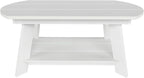 WestinTrends Tuscany Outdoor Coffee Table, All Weather HIPS 2 Tier Patio Adirondack Coffee Table, White