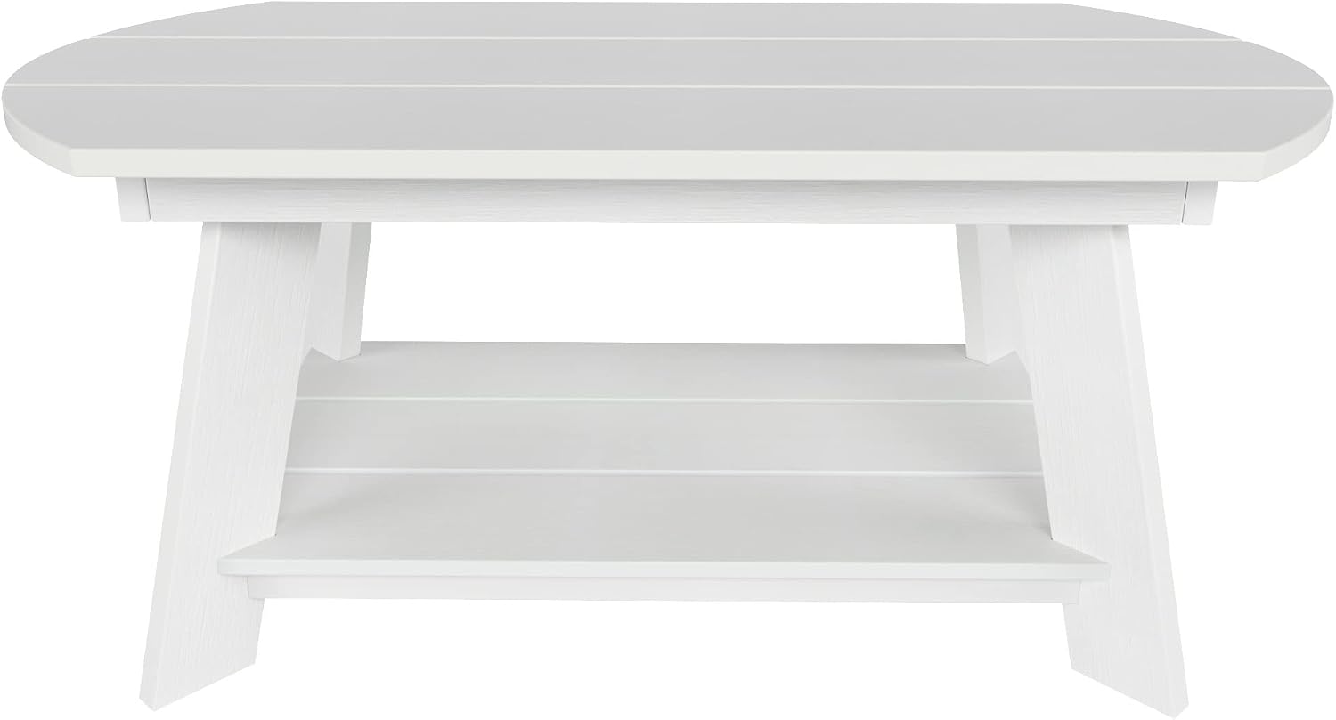 WestinTrends Tuscany Outdoor Coffee Table, All Weather HIPS 2 Tier Patio Adirondack Coffee Table, White