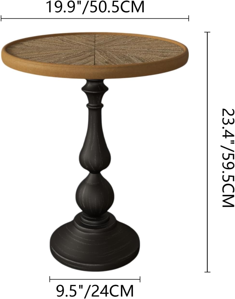 Retro Side Table Round End Table - 20" French Country Wooden Coffee Tabl...
