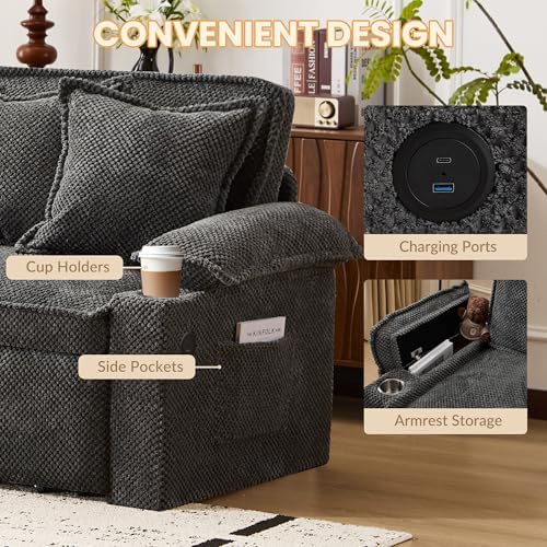 SUNWAVE 83" Sleeper Sofa, 3-in-1 Pull Out Sofa Bed Corduroy Couch Bed | ...