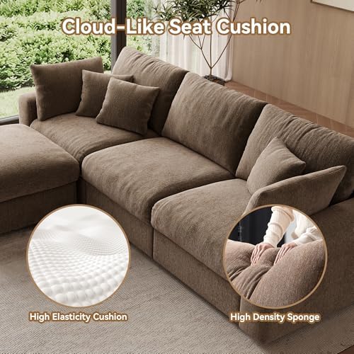 WorthFurni 110” Cloud Sectional Couches for Living Room, Modular Sectional So...