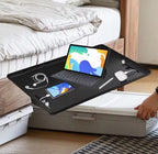 Bedside Shelf for Bunk & Loft Beds – Clip-On Nightstand Tray Organizer, Phone/Tablet Slot & Cable Management – College Dorm Room Essentials for Girls/Guys, Kids & Teens, Top Bunk (Black)