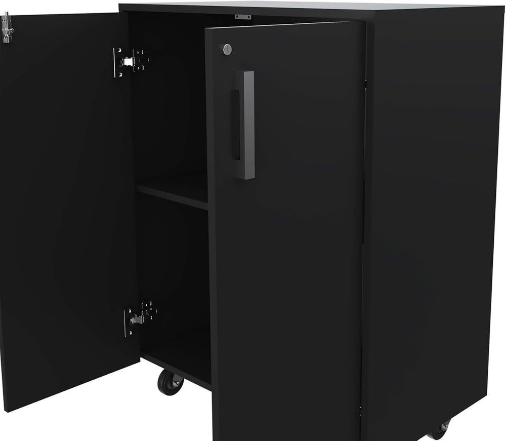 Storage Cabinet Lions, Double Door and Casters, Black Wengue Finish