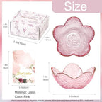 Gifts for Women Pink Flower Ring Dish Glass Jewelry Dish Jewelry Tray Cute Vanity Organizer Room Decor Aesthetic Nightstand Bathroom Decor Trinket Dish Ring Holder Dish Jewellery Tray Valentine's Gift