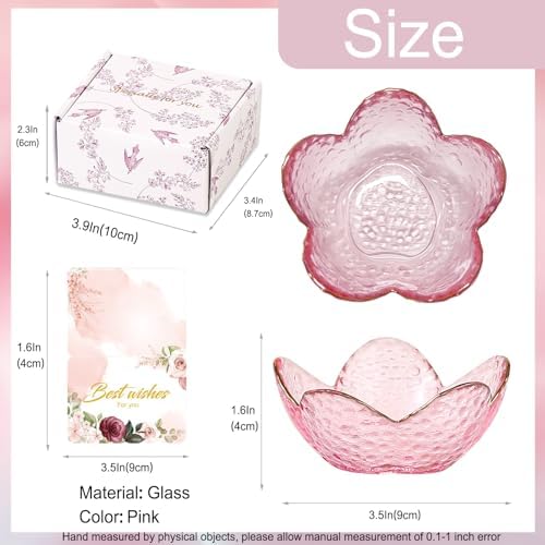 Gifts for Women Pink Flower Ring Dish Glass Jewelry Dish Jewelry Tray Cute Vanity Organizer Room Decor Aesthetic Nightstand Bathroom Decor Trinket Dish Ring Holder Dish Jewellery Tray Valentine's Gift