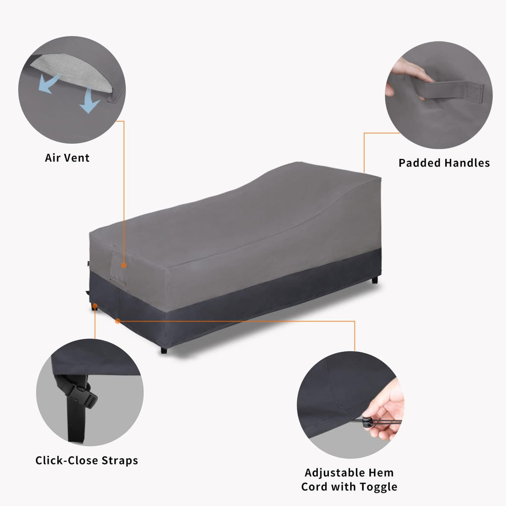 Easy-Going Heavy Duty Outdoor Chaise Lounge Cover, 2 Pack, Gray/Dark Gray