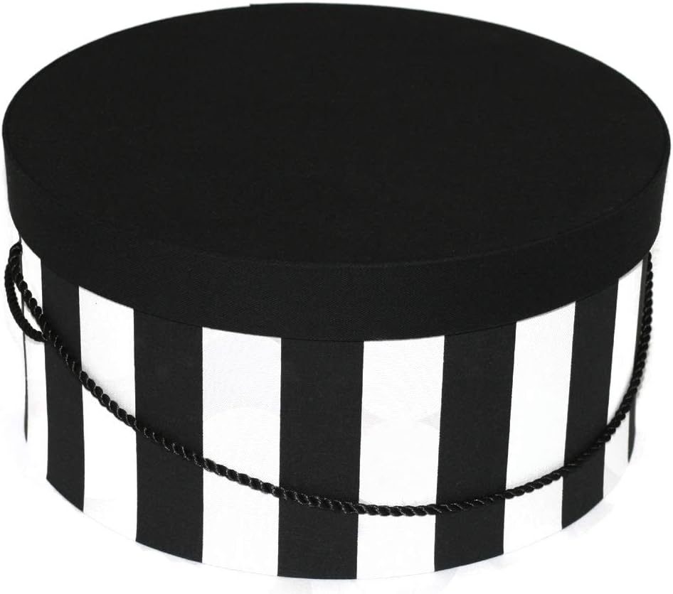 Sarah's Hat Boxes Classic Wide Stripe Hat Box – 14.75" x 7.5" (Dia. x Ht.) Handmade in USA – Odorless Non-Toxic Adhesive, Cording Handle – Premium Storage for Hats & Accessories
