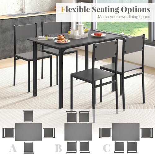 GIANTEX Dining Table Set for 4, 5-Piece Modern Kitchen Table and Chairs with ...