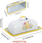 Enameled Farmhouse Vintage Butter Dish with Lid, 7.5 Inch Durable Kitchen Food Storage Container Rust-Resistant Refrigerator Safe,Vintage Decorative Design Kitchenware for Countertop