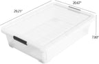 50 Qt Wheeled Underbed Storage Box, Large Clear Plastic Storage Bins with Lids and Secure Latches, 3-Pack