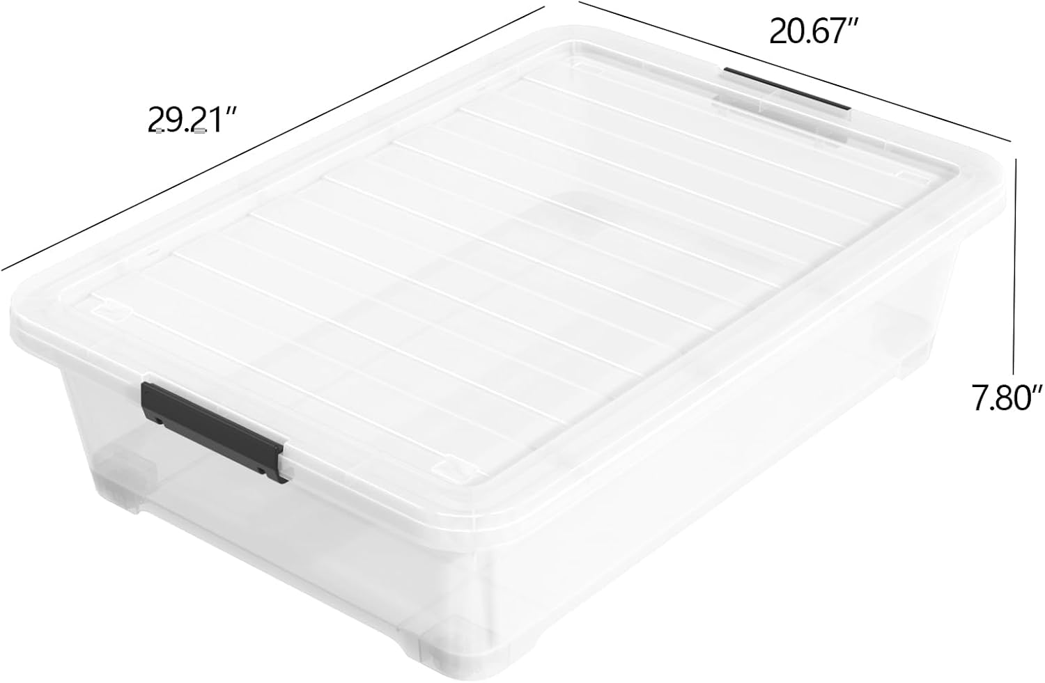 50 Qt Wheeled Underbed Storage Box, Large Clear Plastic Storage Bins with Lids and Secure Latches, 3-Pack