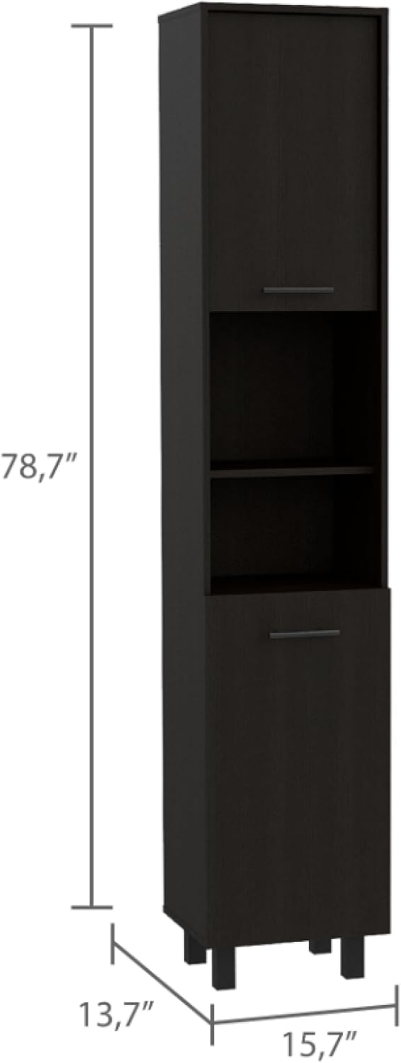 Kitchen Pantry 79" H, Two Open Storage Shelves, Three Internal Shelves, ...