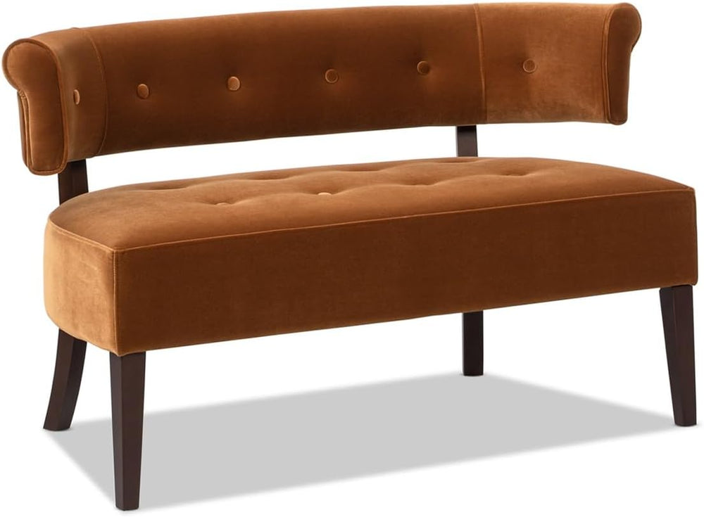 Jennifer Taylor Home Jared Roll Arm Tufted Bench with Back Settee in Burnt Or...