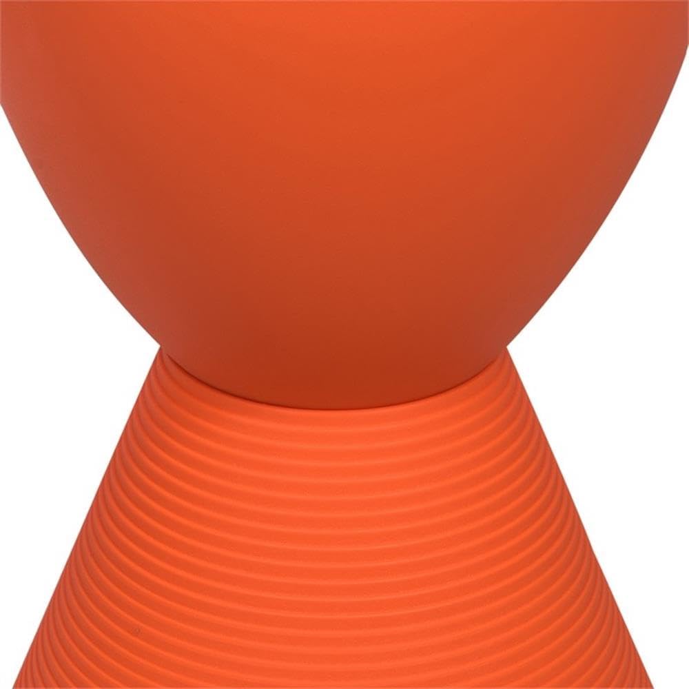 BOWERY HILL Contemporary Plastic Ribbed Round End Table, Hourglass Design wit...