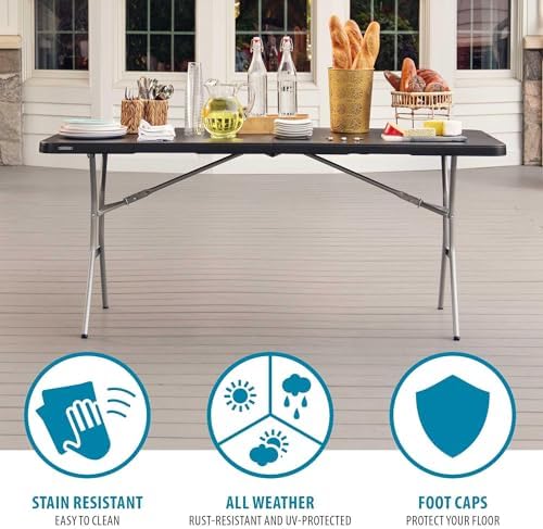 LIFETIME 6-Foot Fold in Half Table, Light Commercial, Black