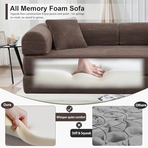 JJJ 63 inch Sofa Bed Sleeper Couch | Versatile Futon Sofa, Corduroy Fabric, C...