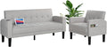 AILEEKISS 2 Piece Living Room Sofa Set Loveseat Sofas Sets with 2 USB, Cup Holders, Side Pocket, Modern Fabric 2 Pcs Sectional Couches Set for Apartment, Office, Bedroom (2-Seat+1-Seat, Light Grey)