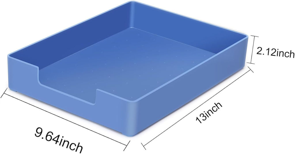 Letter-Size Tray, Desk Drawer Organizer, A4 Plastic Paper Tray for Office, School, Home Storage, and Storage Containers for Christmas Ornaments, Gift Wrap, and Crafts (Blue)