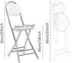 18 Inch Folding Bar Stool with Back, Portable Counter Height Folding Chairs, for Camping, Party, Balcony, Garden (Color : Black, Size : 46cm/18inch)