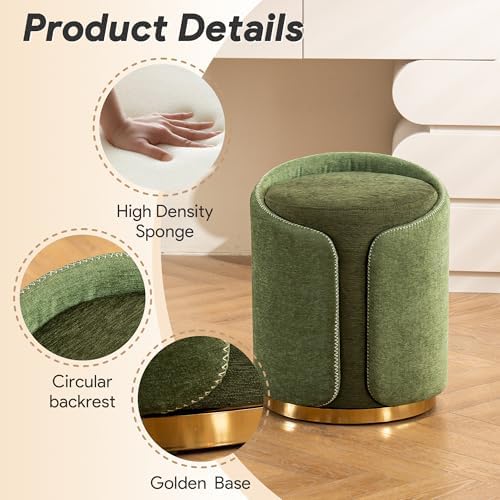 Swivel Vanity Stool with Gold Base Comfy Vanity Chair Modern Round Stool for ...