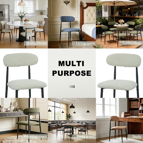 FREKEN Modern Upholstered Dining Chairs Set of 2, Mid-Century Metal Frame Lin...