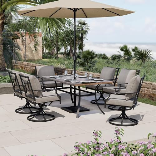 Grand patio 7-Piece Outdoor Dining Set for 6 with Swivel Patio Chairs