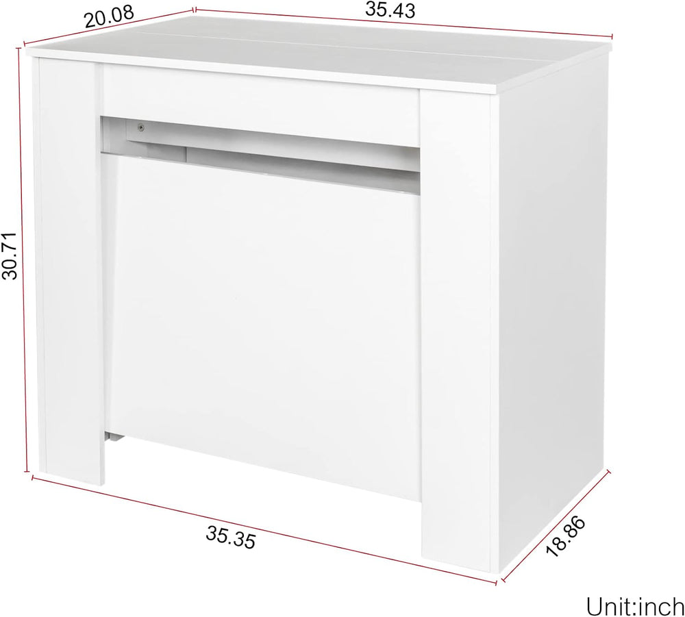 Henf Extendable Console Table with Extension Leaves, White Dining Room Table,...