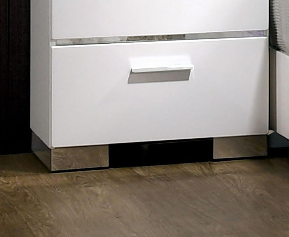 Contemporary Nightstand Black Color High Gloss Lacquer Coating Chrome Handles...