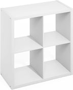 Furinno Hermite 4-Cube White Coffee Bar, Kitchen Island, Kitchen Storage, Bakers Rack, for Pantry Organizers and Storage, Kitchen Organization, Plain White