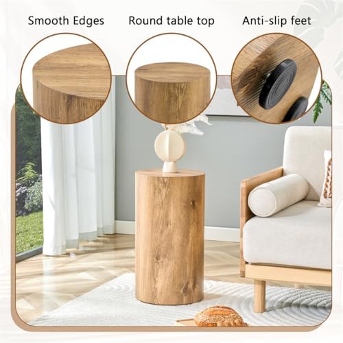 Round Side Table, End Table Living Room Table, Sofa Couch Bedside Table, Nigh...