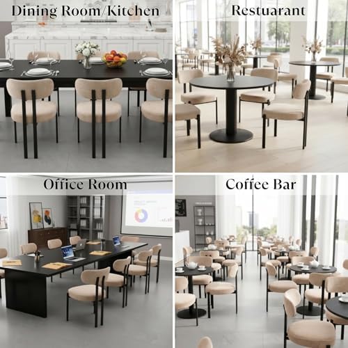 Ya-Home Modern Dining Chairs Set of 2, Chenille Kitchen Chairs, Khaki | Curve...