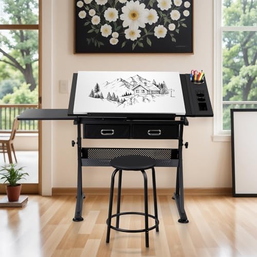 Nova Microdermabrasion Height Adjustable Drafting Table - Art/Craft Desk with...