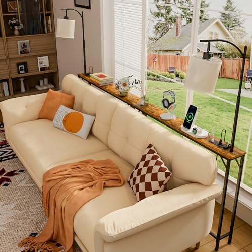 keomaisyto Skinny Sofa Table with Outlet & 3-Color Light, Console Table |...