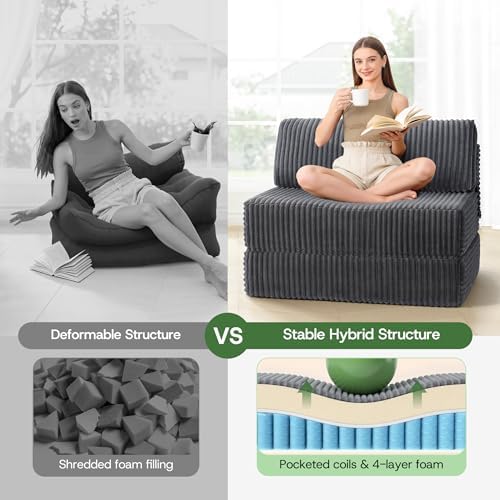 Convertible 4-in-1 Folding Sofa Bed Sleeper Chair Couch Foldable Chaise Loung...