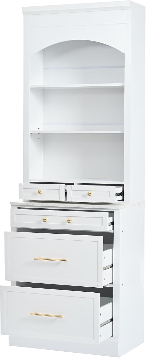 JIJIWANG Modern 83.7inch High Kitchen Pantry, Freestanding Tall Kitchen Hutch...