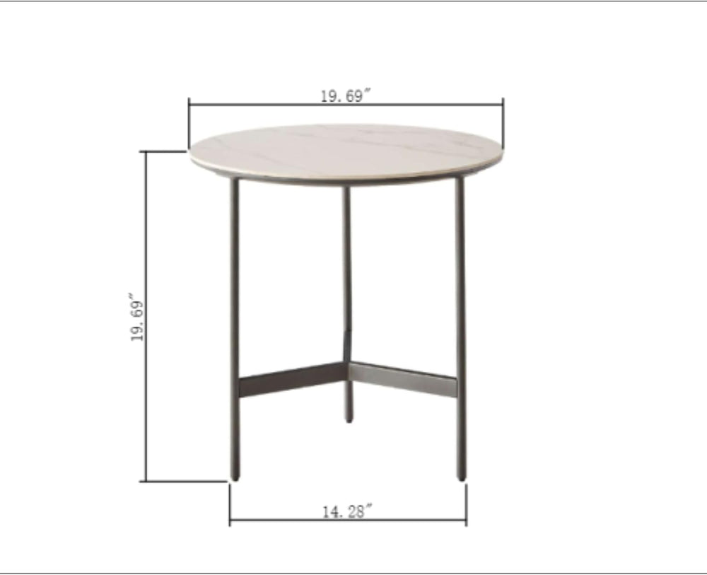 Side/End Table - Small Round Accent Table, Metal Gray Narrow Night Stands wit...