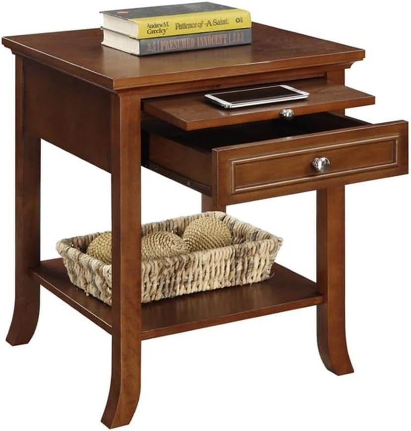 Pemberly Row Contemporary Wood End Table, Espresso Finish, 24" H x 18&qu...