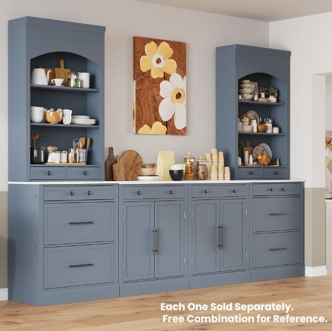 83.7'' Tall Kitchen Pantry Cabinet, 5 Storage Drawers & Adjustabl...