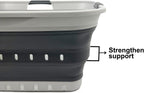 SAMMART 42L (11 gallon) Collapsible Plastic Laundry Basket - Foldable Pop Up Storage Container/Organizer - Space Saving Hamper/Basket (1, Grey/Steel Grey)