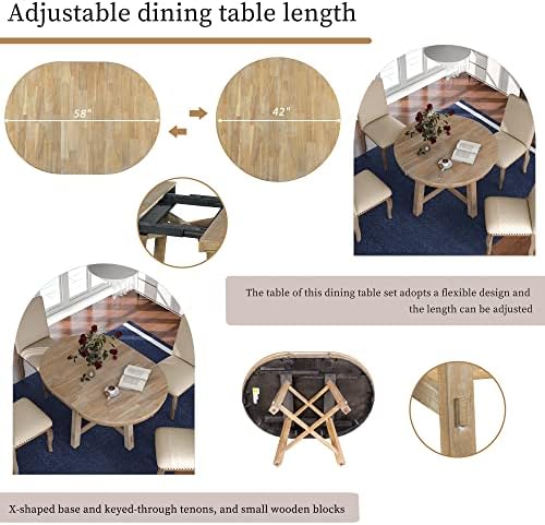 Harper & Bright Designs Round Kitchen Dining Table Set for 4, 5 Piece Far...
