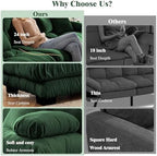 95 inch Modular Sectional Cloud Sofa Couch with Movable Ottoman for Living Room,Velvet Corner Loveseat Sofa with Armrests, Deep Seat Couch (Dark Green, 2 Seat + 1 Ottoman)