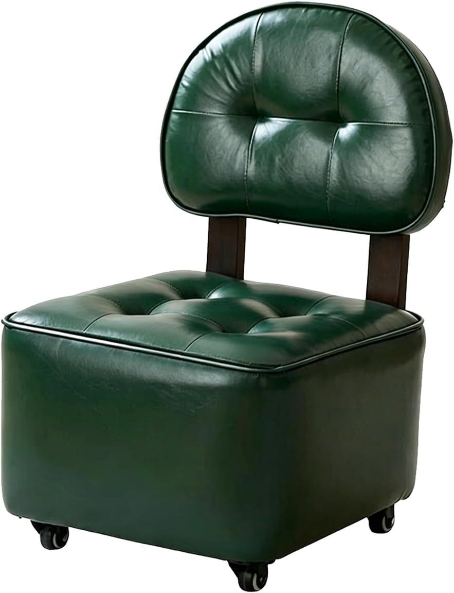 Small Rolling Footrest Stools Modern Upholstered Round Foot Stool Ottoman wit...