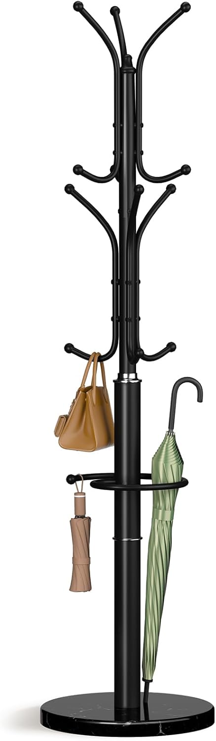 Yoobure Metal Coat Rack Freestanding with Marble Base, Coat Tree with 12 Hook...