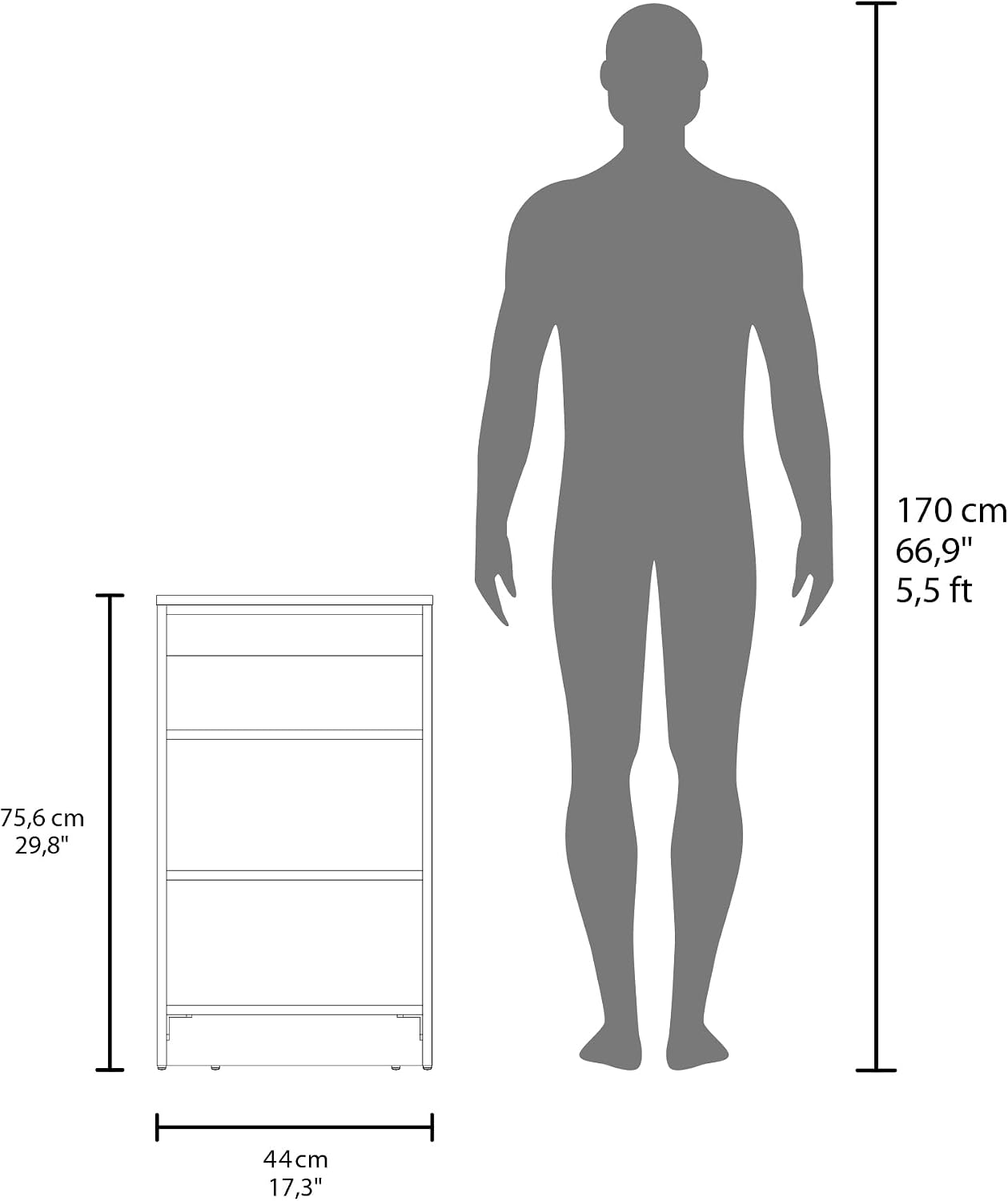 Geelife 30" High 4-Tier Ladder Shelf Organizer for Bathroom, Side Table, Living Room in Black, Particle Board