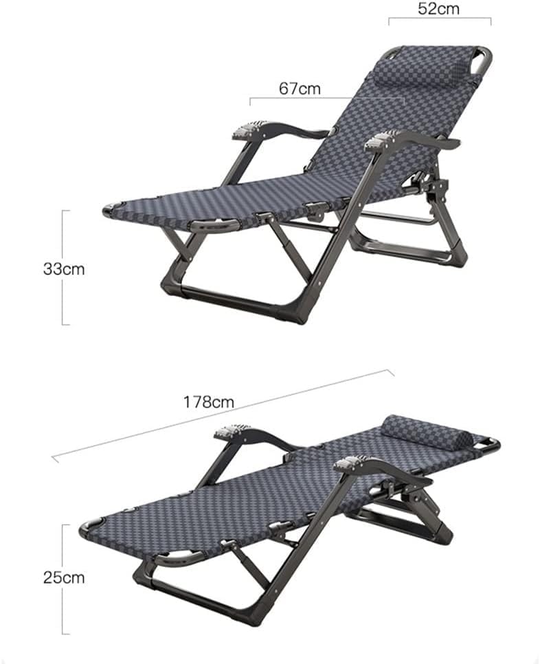 Folding Sun Lounger Adjustable Reclining Lounge Chair Gravity with Pillow and Massage Armrests(A)