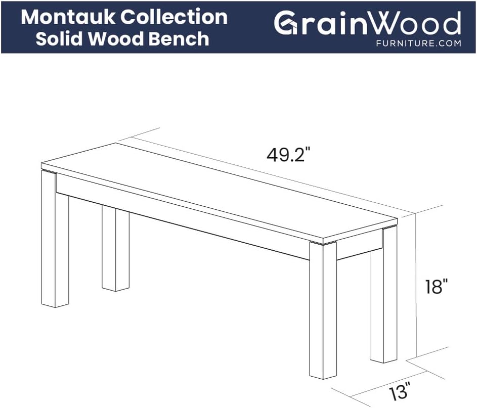 Grain Wood Furniture Montauk Solid Wood Bench, Rustic Walnut