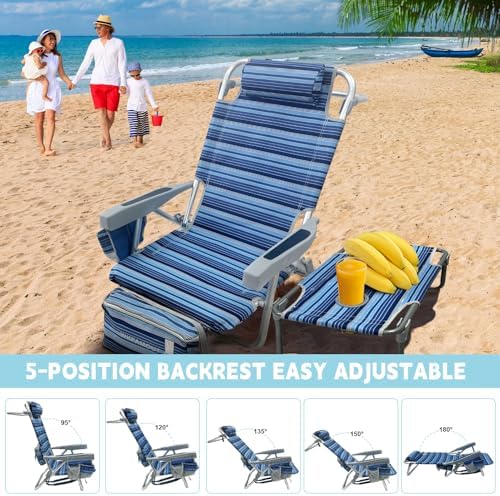 Backpack Beach Chair Aluminum 2 Pack with Folding Camping Table 5-Position La...