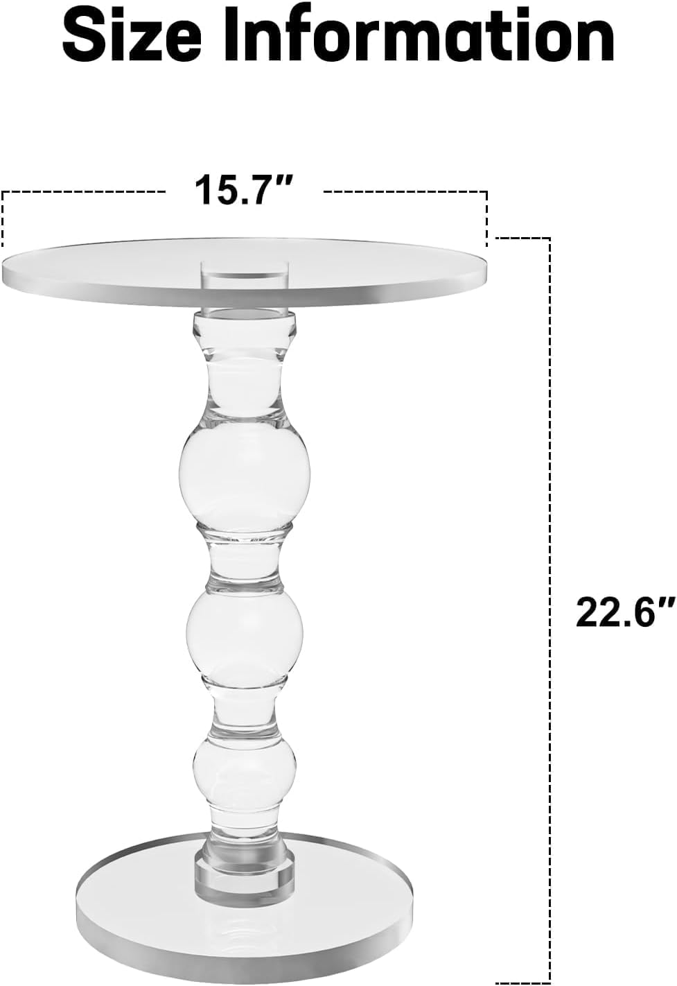 Acrylic Side Table, Acrylic End Table,Clear Round Side/End Table with Support...